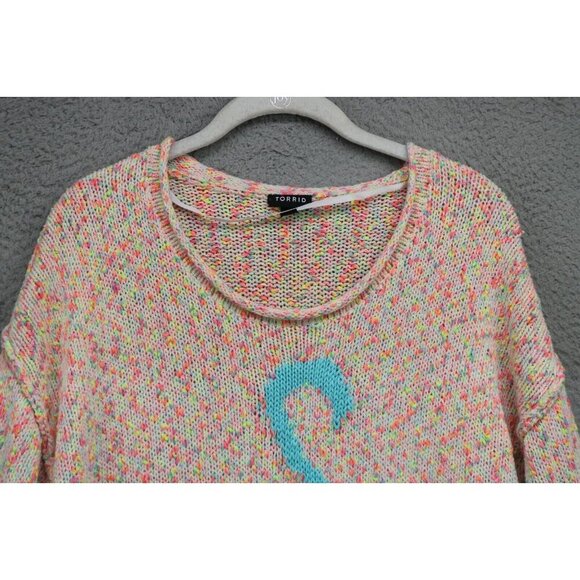 Torrid Flamingo Marled Knit Rainbow Sweater-Size 0-Soft - Picture 5 of 10